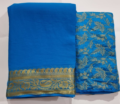 Durga Emporio Woven Bhagalpuri Georgette, Chiffon Saree(Light Blue)