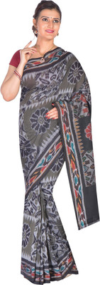 handloom paridhaan Printed Jamdani Pure Cotton Saree(Grey)