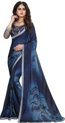 Gaurangi Creation Printed Bollywood Chiffon Saree(Dark Blue)