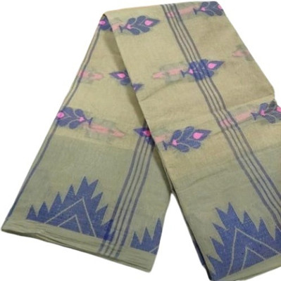 Parbati fashion Self Design Tant Pure Cotton Saree(Grey)