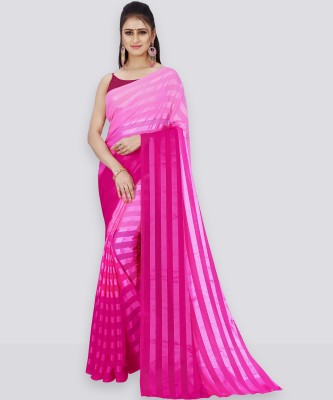 Anand Sarees Ombre, Striped Bollywood Georgette Saree(Pink)