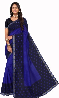 Madhur milan Striped Bollywood Art Silk Saree(Dark Blue, Black)