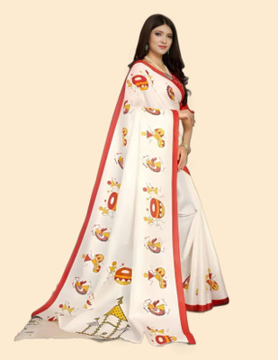 ShriLakshmis Printed Kanjivaram Pure Silk Saree(White)