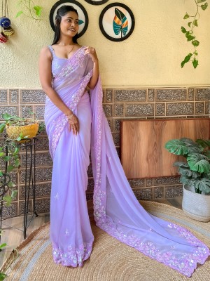 Divastri Embellished Bollywood Georgette Saree(Purple)