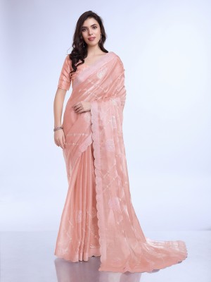 RekhaManiyar Embellished Bollywood Chiffon Saree(Pink)