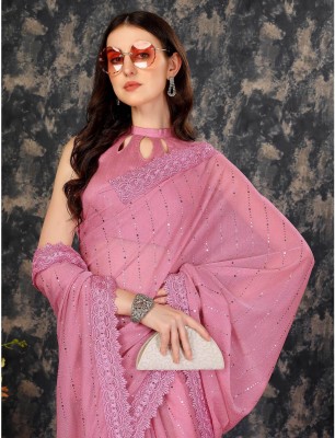 Amavii Embellished Bollywood Lycra Blend Saree(Pink)