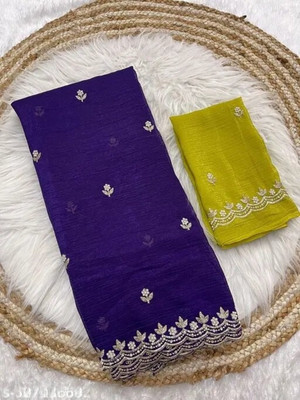 ShopGlobal Embroidered Chinnalapattu Chiffon, Silk Blend Saree(Purple)