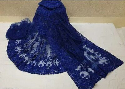GALANI ENTERPRISE Embroidered Bollywood Net Saree(Blue)