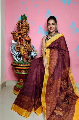 Arpita Fashion Floral Print Bollywood Linen Saree(Multicolor)