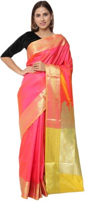 Aanchal Self Design Banarasi Pure Silk Saree(Pink)
