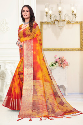 Aarunika BS Tie-Dye Bollywood Organza Saree(Mustard)