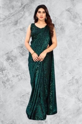 Amavii Embellished Bollywood Lycra Blend Saree(Green)