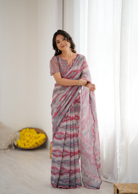 Tasrika Printed Daily Wear Georgette Saree(Grey)