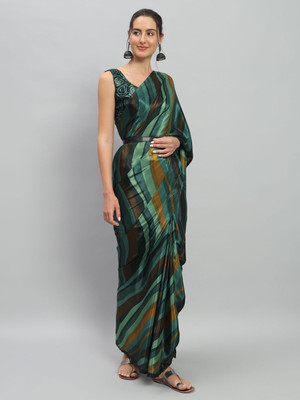 Rachna Striped Bollywood Satin Saree(Purple)