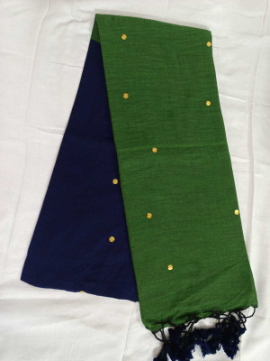 Hiya saree And Punjabi house Solid/Plain Handloom Cotton Blend Saree(Black)