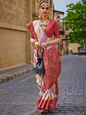 ANOUK Woven Banarasi Silk Blend Saree(Pink)