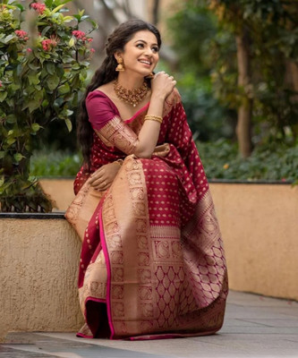 WILLMAKE Printed Bollywood Georgette Saree(Red)