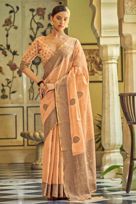 KARAGIRI Woven Daily Wear Linen Saree(Pink)