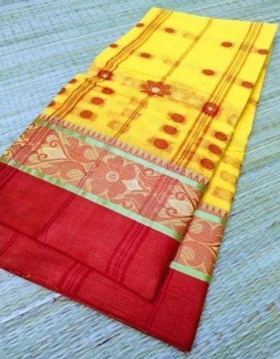 Exclusive Fashion Mart Woven Tant Pure Cotton Saree(Yellow)