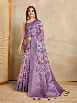 Tasrika Woven Bollywood Pure Cotton Saree(Purple)