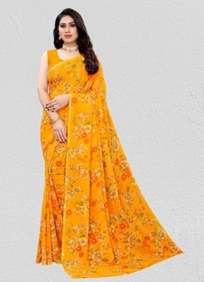 Panchvati NX Printed Bollywood Georgette Saree(Yellow)