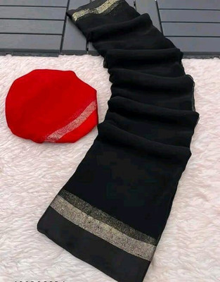 Triveni Fab Solid/Plain Bollywood Viscose Rayon Saree(Black)