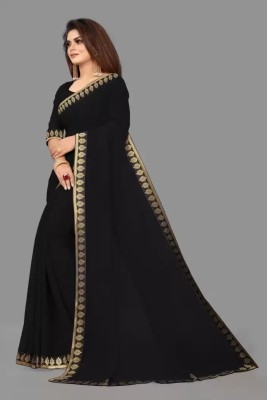 OKTAT Self Design Daily Wear Georgette Saree(Black)