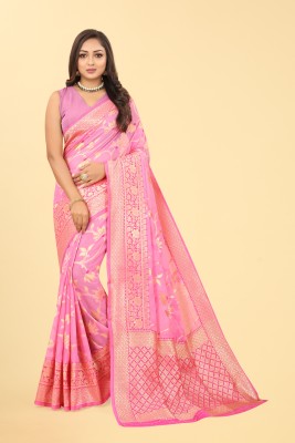 NENCY FASHION Self Design Banarasi Jacquard Saree(Pink)