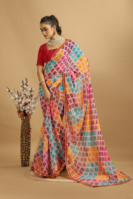 Damru trendz Printed Daily Wear Georgette Saree(Multicolor)