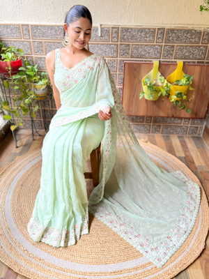 Divastri Embellished Bollywood Georgette Saree(Light Green)