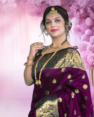 Jayu Embroidered Kanjivaram Jacquard, Pure Silk Saree(Magenta)