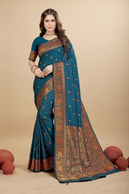 amirat Woven Banarasi Jacquard Saree(Dark Blue)