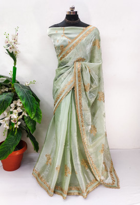 Radheradhey Printed Bollywood Jimmy choo Saree(Light Green)