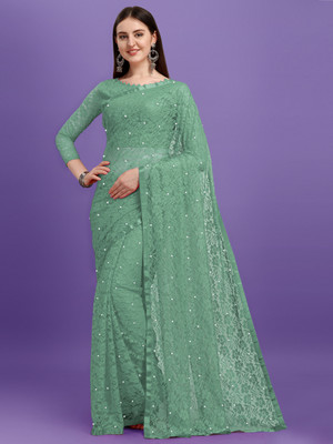 LOROFY Self Design Lucknow Chikankari Net Saree(Multicolor)