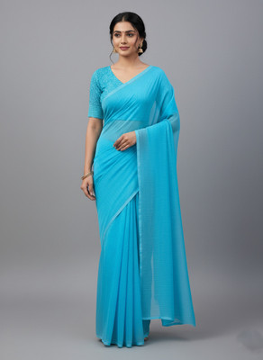 SHILPKALA Embellished Bollywood Georgette Saree(Blue)