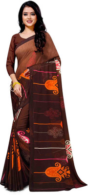Winza Designer Printed Daily Wear Georgette Saree(Brown)