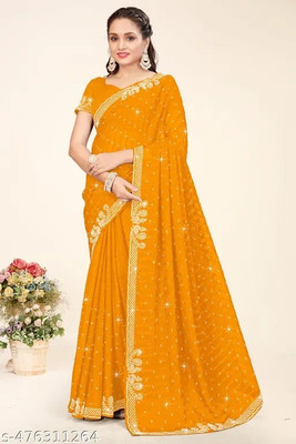 Sareez House Self Design Bollywood Chiffon Saree(Multicolor)