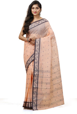 SUBHO SAREE CENTRE Woven, Self Design Tant Pure Cotton Saree(Cream)