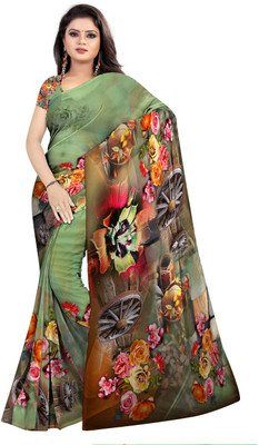 SCFO Digital Print Daily Wear Polyester Saree(Green)