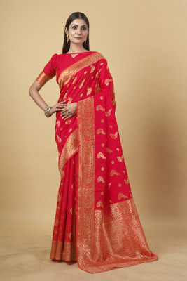 DHAYNAAND REEWA FASHION Woven Banarasi Jacquard Saree(Red)