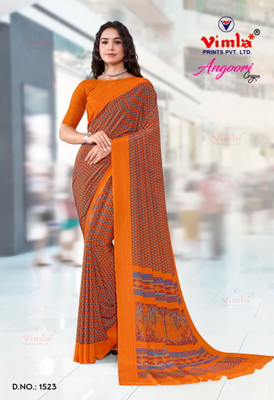 Vimla Printed Daily Wear Crepe Saree(Orange)