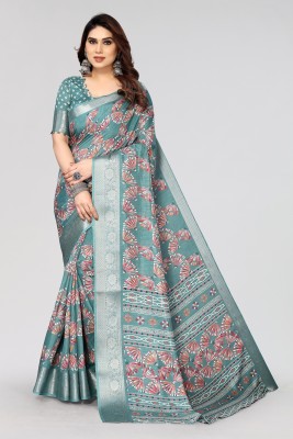 Winza Designer Printed, Woven Venkatagiri Cotton Silk, Jacquard Saree(Blue)