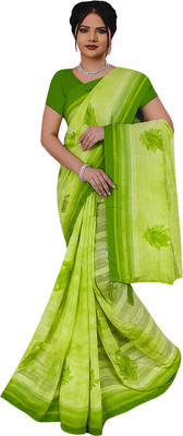 GSCMSTOREX Printed Daily Wear Silk Blend Saree(Green)