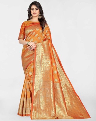 SIRIL Woven, Self Design Banarasi Art Silk Saree(Yellow, Gold)