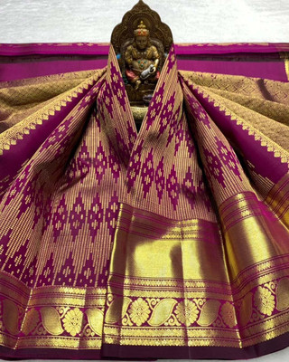 MIRMAN Woven Banarasi Pure Silk Saree(Purple)
