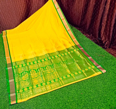 Spewim Woven Mysore Art Silk Saree(Yellow)