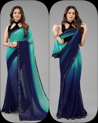WILLMAKE Printed Bollywood Jacquard, Art Silk Saree(Blue)