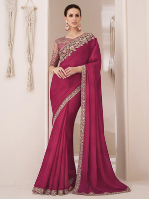 Divastri Embroidered Bollywood Georgette Saree(Pink)