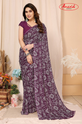 Anand Sarees Paisley, Geometric Print Daily Wear Georgette Saree(Purple)