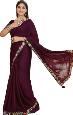Shree Ambey Self Design Bollywood Georgette Saree(Purple)